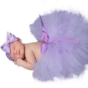 Newborn Baby Lavender Tutu & Headband Photo Prop